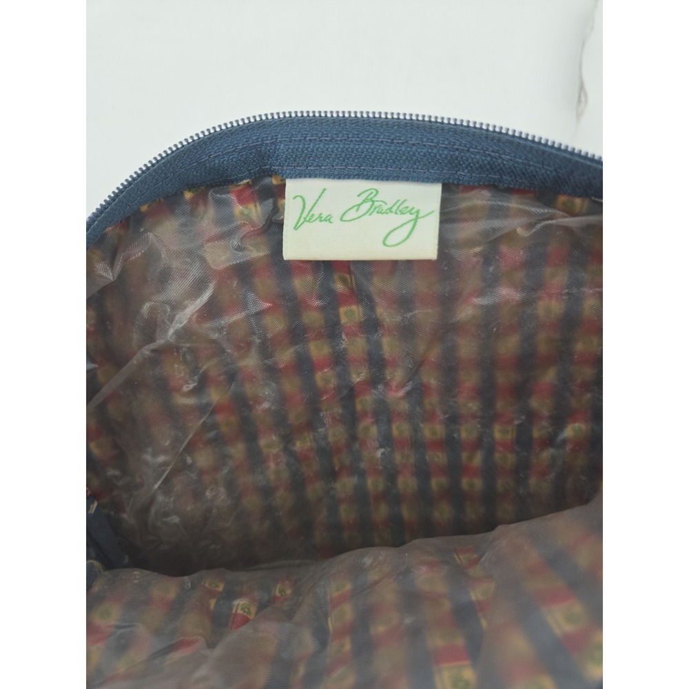 Vera Bradley Provencal Large Cosmetic Bag Blue Red Quilted Cotton Made USA Pouch - Picture 4 of 11